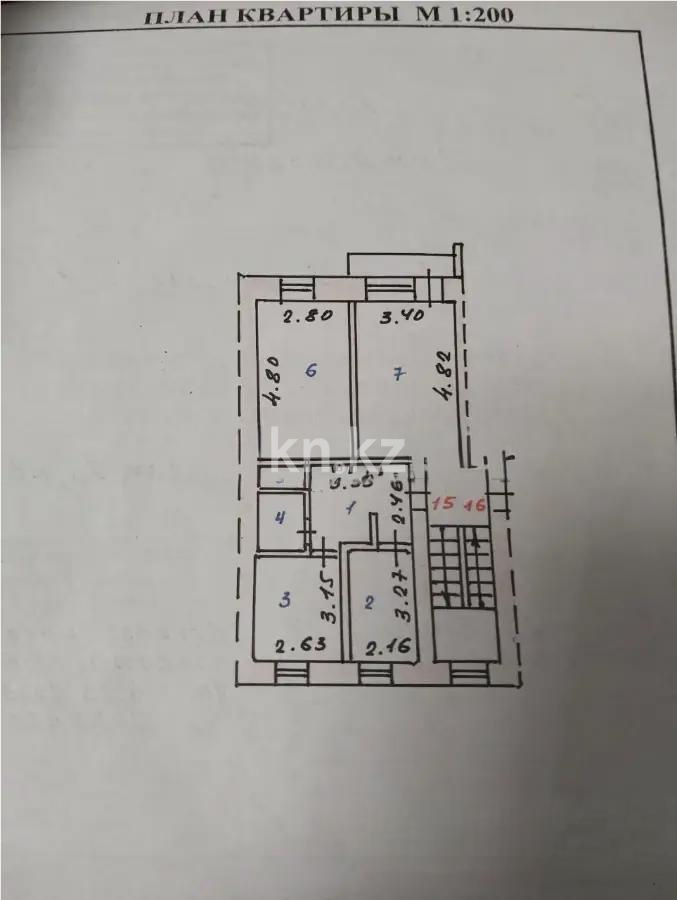 Продажа 3-комнатной квартиры, 57 м², ул. Маметовой, дом  93 в Караганде - фото 6