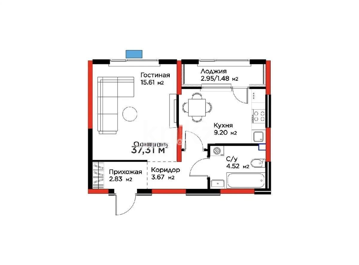 Продажа 1-комнатной квартиры, 37.3 м² в Алматы