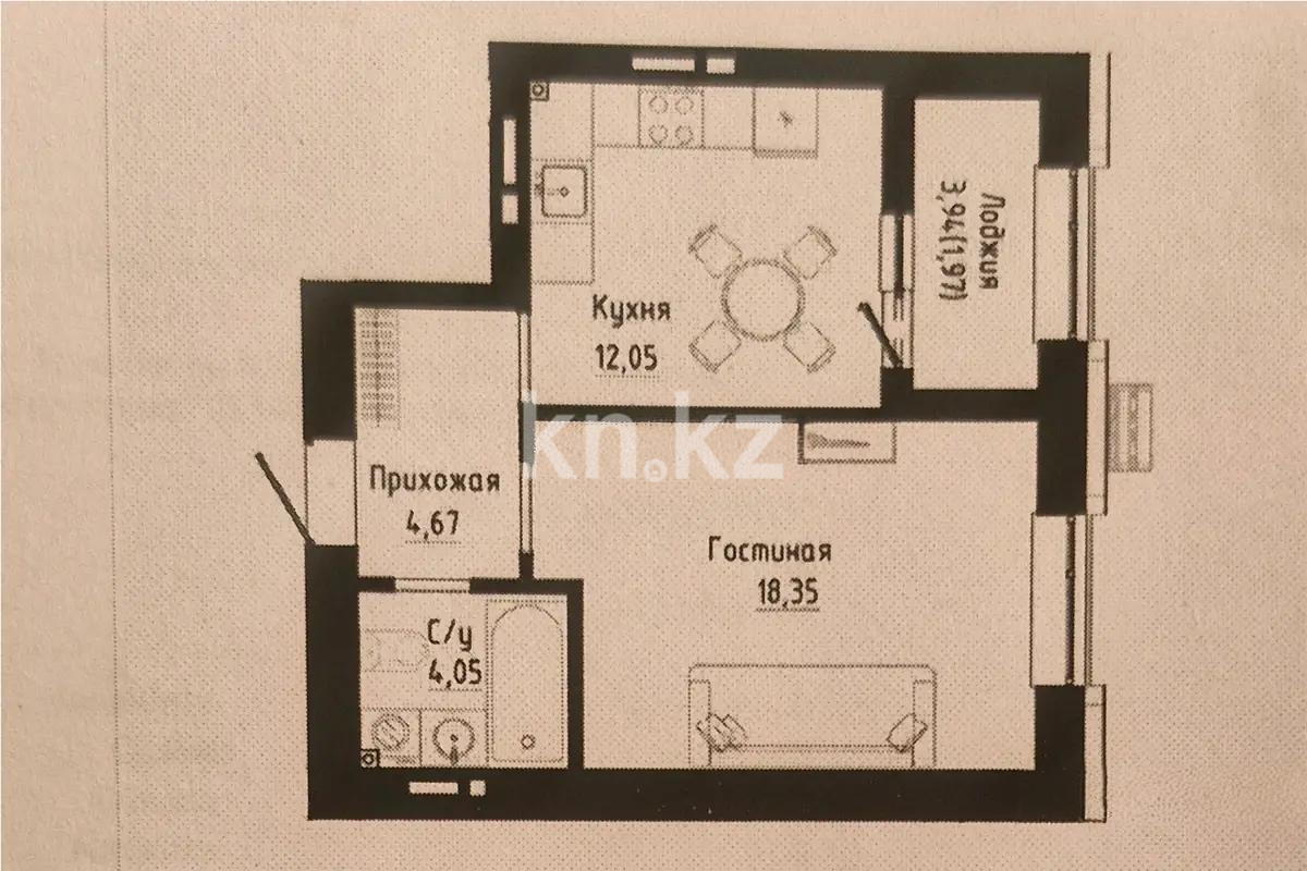 Продажа 1-комнатной квартиры, 41.09 м², ул. Таттимбета, дом  9 стр в Астане