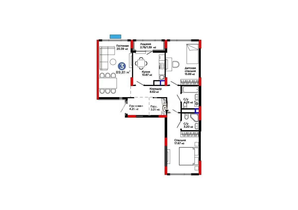 Продажа 3-комнатной квартиры, 90 м² в Астане