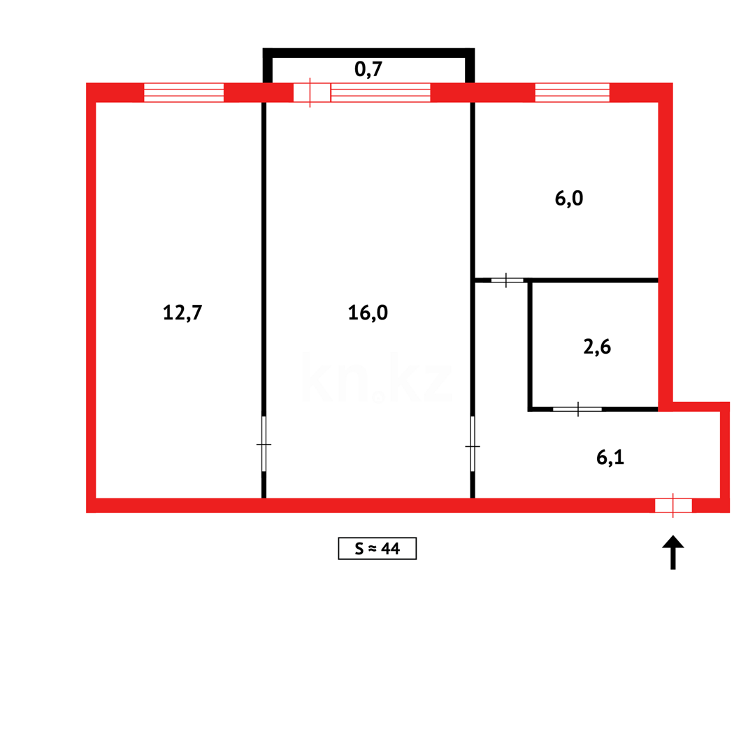 Продажа 2-комнатной квартиры, 44 м², пр. Назарбаева, дом  27 в Караганде - фото 12