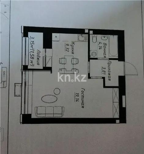 Продажа 1-комнатной квартиры, 38 м² в Астане