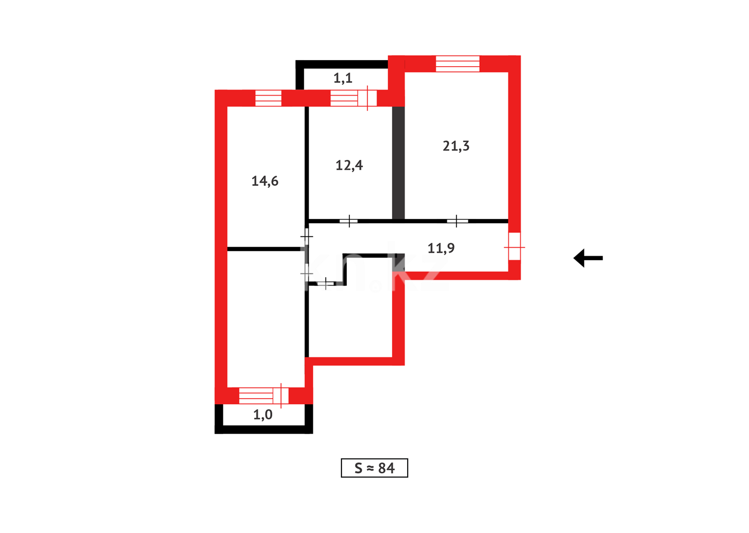 Продажа 3-комнатной квартиры, 83.7 м² в Астане