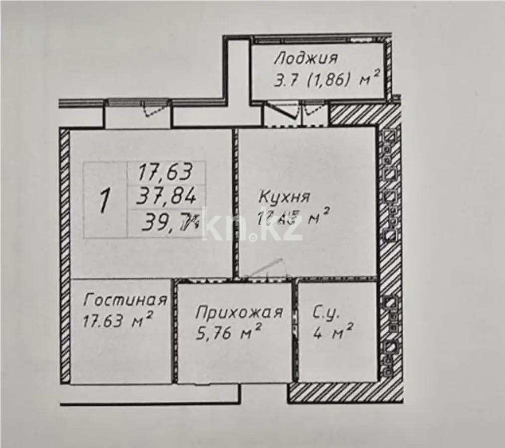 Продажа 1-комнатной квартиры, 37.84 м² в Астане