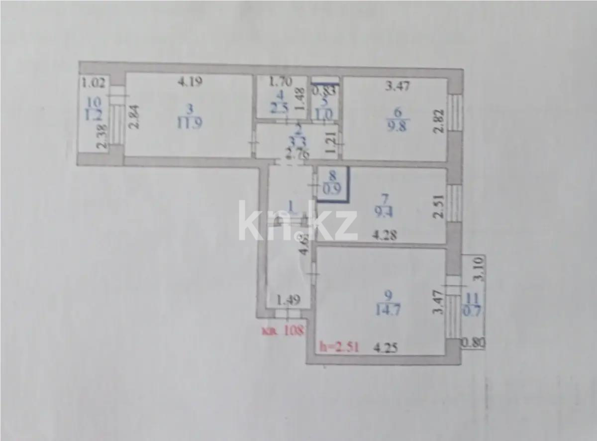 Продажа 3-комнатной квартиры, 62.4 м², ул. Сейфуллина, дом  11 в Астане - фото 3