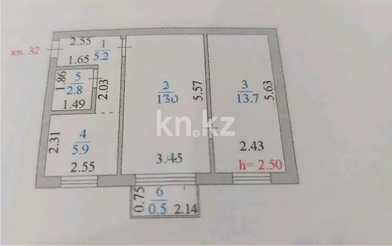 Продажа 2-комнатной квартиры, 45 м² в Астане