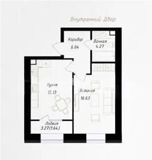 Продажа 1-комнатной квартиры, 43.71 м² в Астане