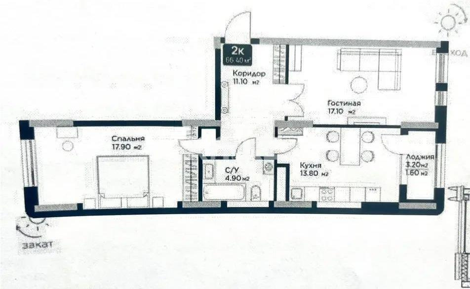 Продажа 2-комнатной квартиры, 66.5 м² в Астане - фото 5