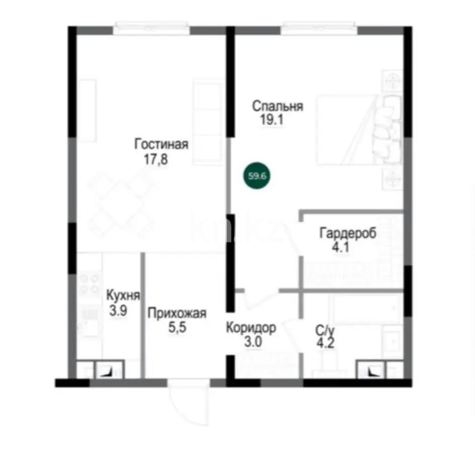 Продажа 2-комнатной квартиры, 59.6 м² в Алматы