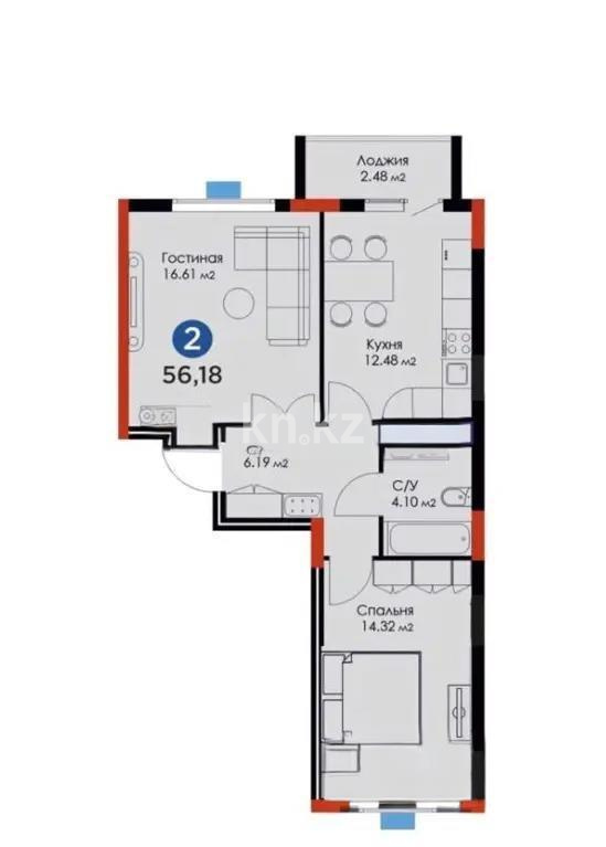 Продажа 2-комнатной квартиры, 57 м² в Астане - фото 4