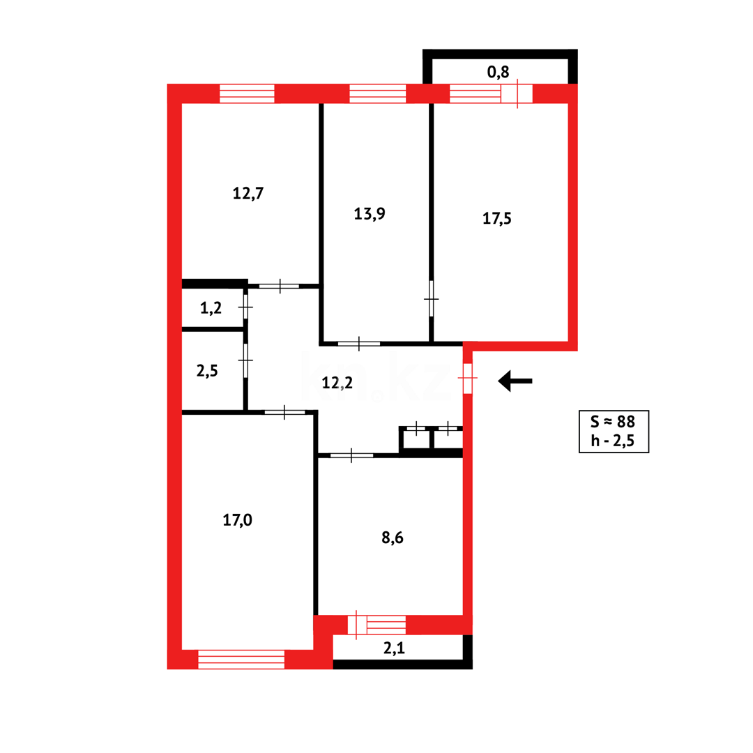Продажа 4-комнатной квартиры, 89 м², мкр-н 8 в Темиртау - фото 18