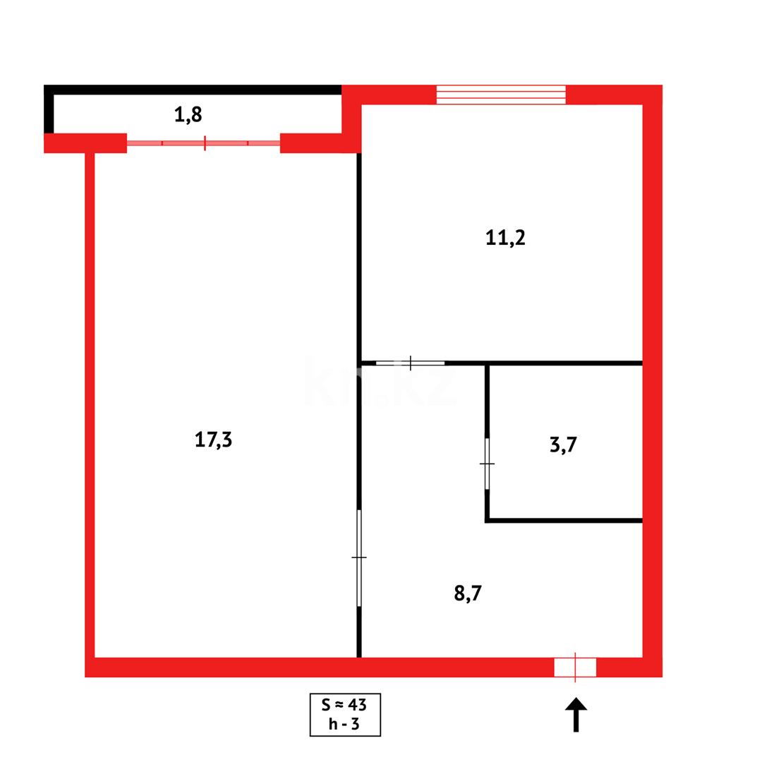 Продажа 1-комнатной квартиры, 42 м², ул. Кулкыбаева в Караганде - фото 9