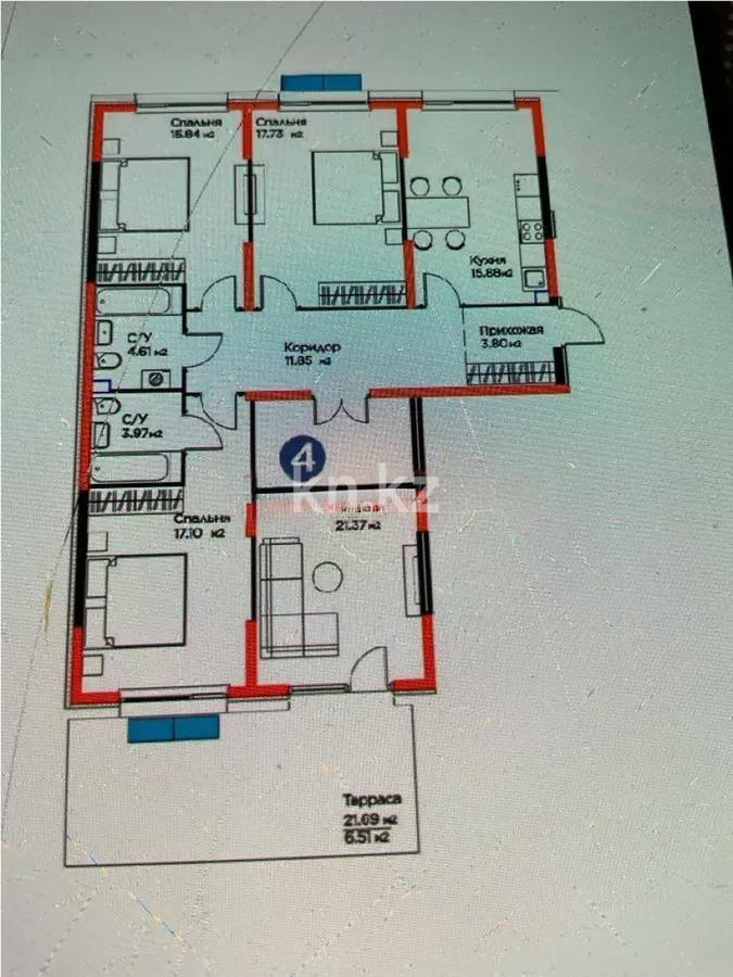 Продажа 4-комнатной квартиры, 118.66 м², Кульджинский тракт, дом  уч. 62/5 в Алматы