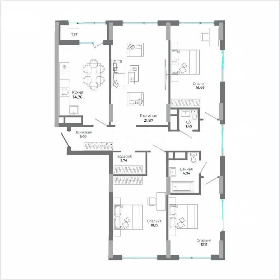 Продажа 4-комнатной квартиры, 112 м² в Астане