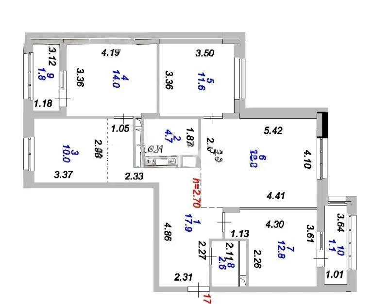 Продажа 4-комнатной квартиры, 104 м², ул. Мухамедханова, дом  45/1 в Астане - фото 6