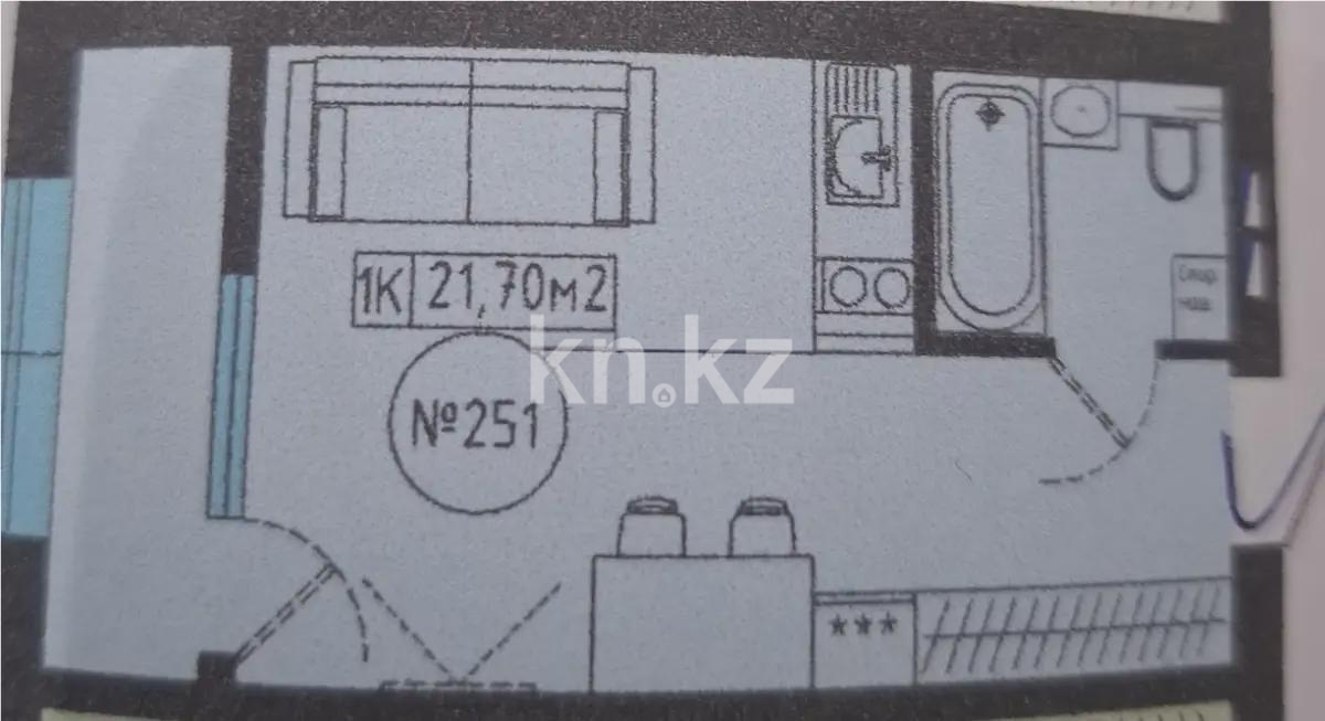 Продажа 1-комнатной квартиры, 21.7 м², ул. Кургальжинское шоссе, дом  37 в Астане