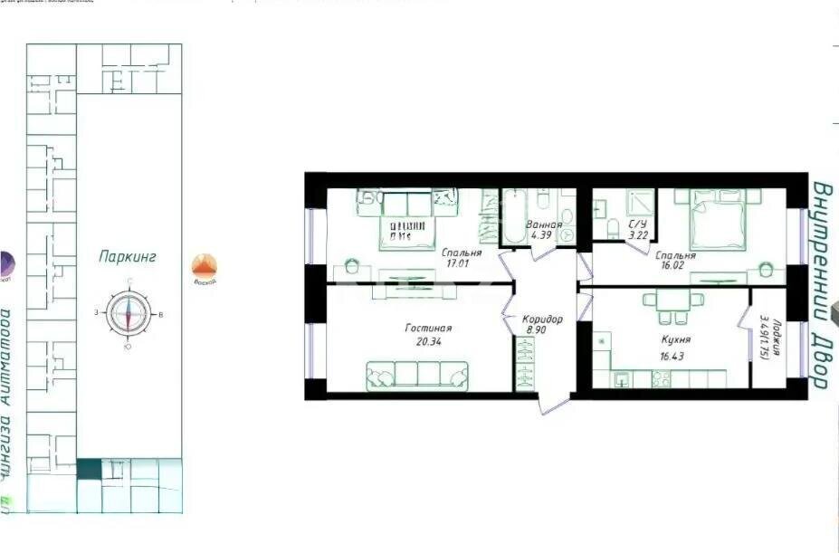 Продажа 3-комнатной квартиры, 88.06 м² в Астане