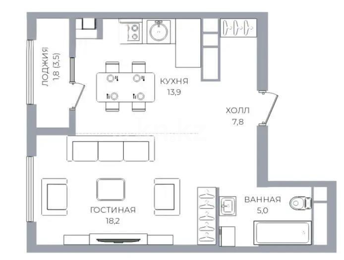 Продажа 2-комнатной квартиры, 46.6 м², ул. Сатпаева, дом  90/55б в Алматы