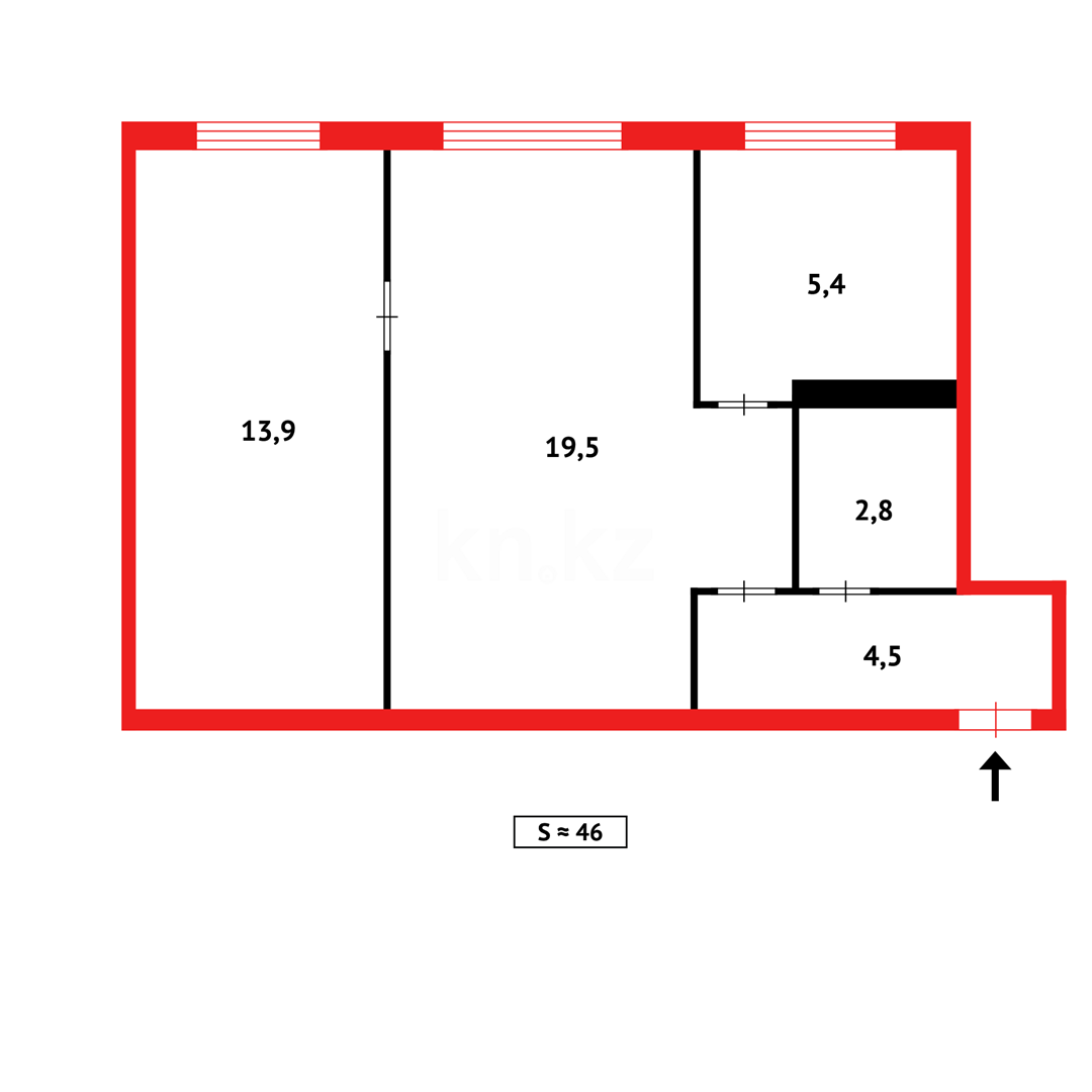 Продажа 2-комнатной квартиры, 45 м² в Караганде - фото 7