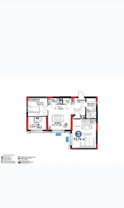Продажа 3-комнатной квартиры, 73.75 м², пр. Туран, дом  57/7 в Астане
