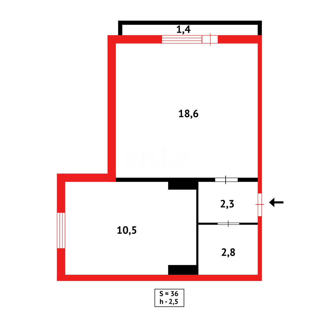 Продажа 1-комнатной квартиры, 36 м² в Караганде - фото 12