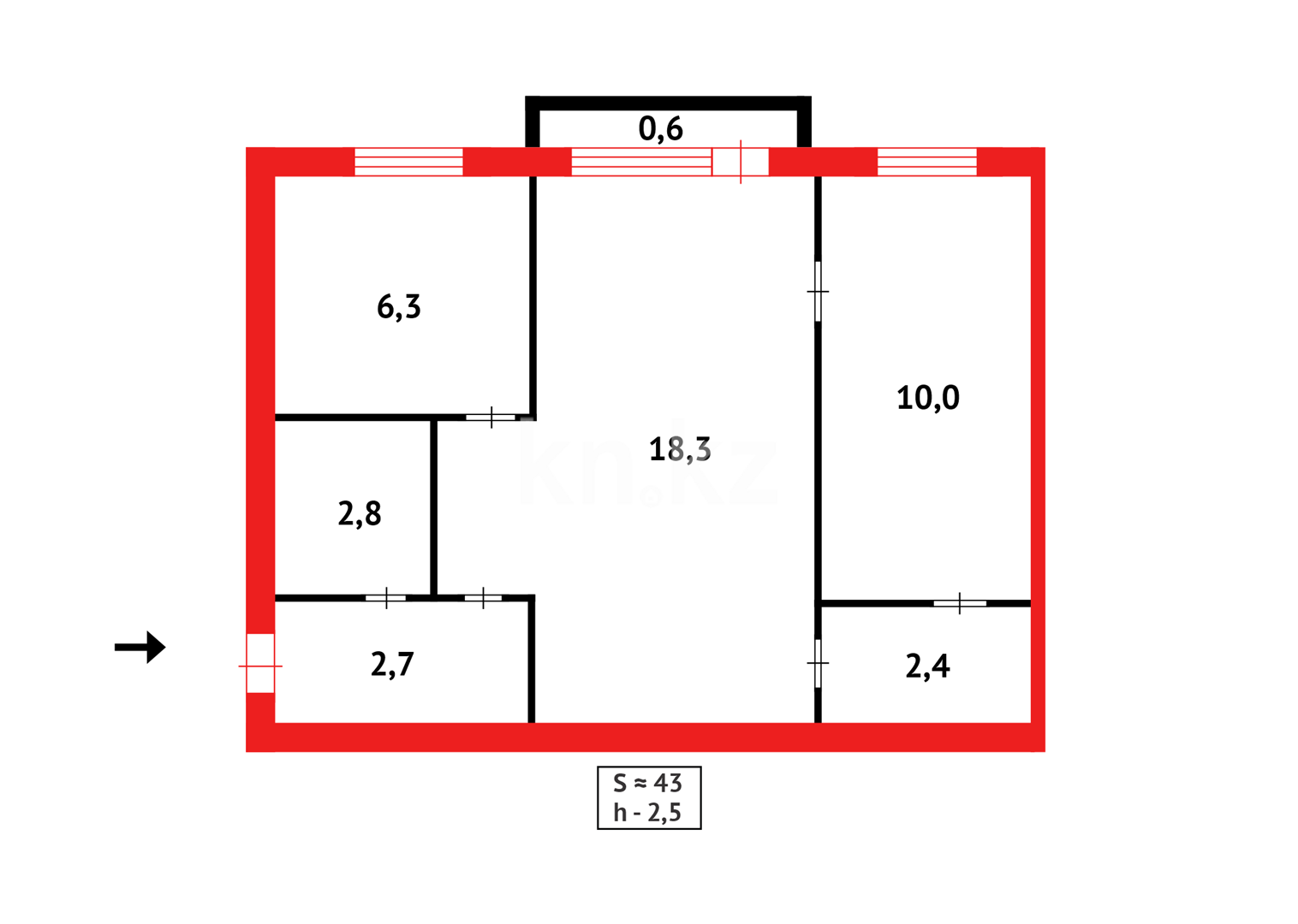 Продажа 2-комнатной квартиры, 43 м² в Караганде - фото 10