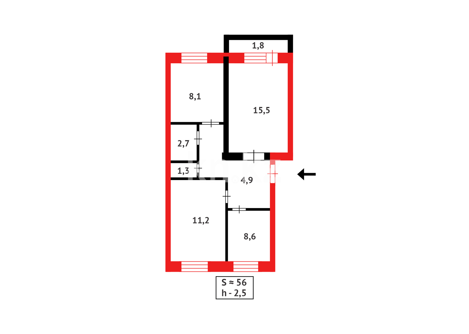 Продажа 3-комнатной квартиры, 56 м², 2 мкр-н в Абае - фото 11