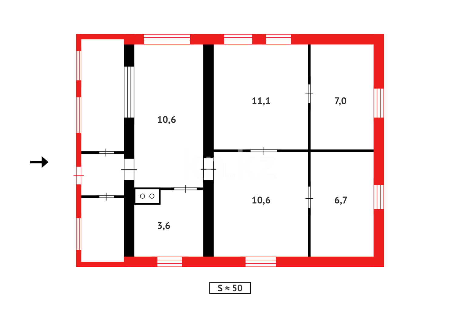 Продажа 4-комнатного дома, 49.6 м², ул. Ватутина в Темиртау - фото 22