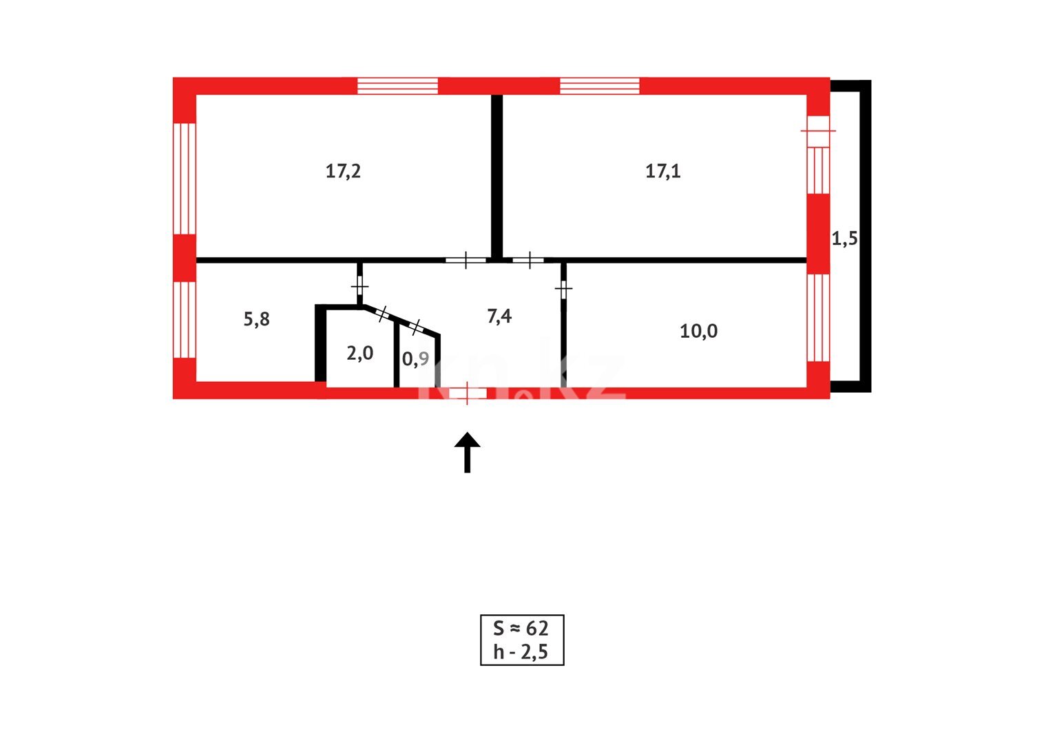 Продажа 3-комнатной квартиры, 62 м² в Караганде - фото 21