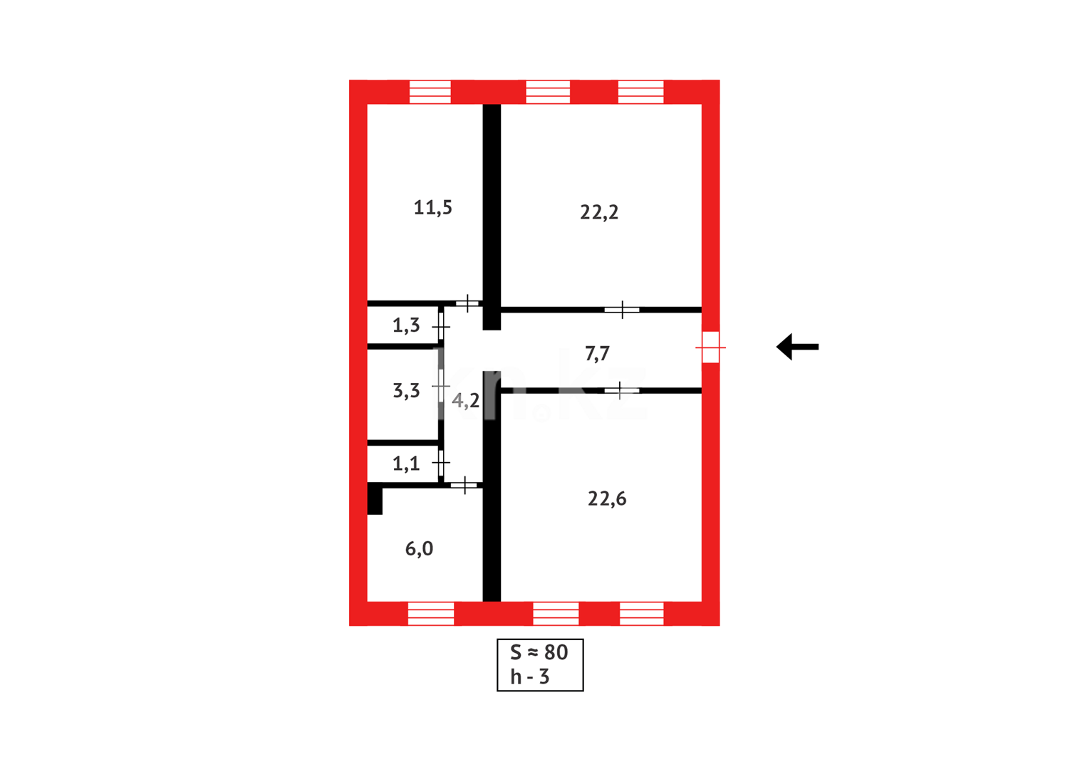 Продажа 3-комнатной квартиры, 79 м², ул. Чкалова, дом  51 в Сарани - фото 13