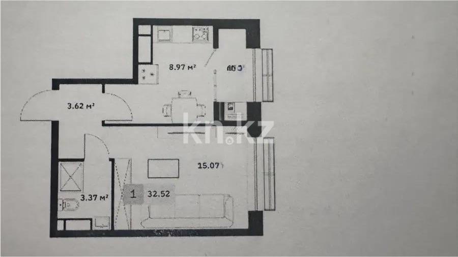 Продажа 1-комнатной квартиры, 32.52 м², ул. Туркестан, дом  115 в Алматы