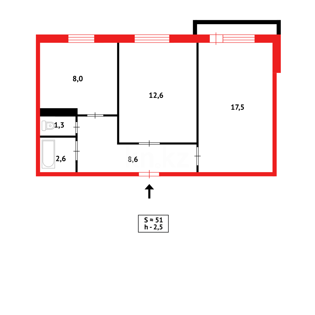 Продажа 2-комнатной квартиры, 50 м², мкр-н 8, дом  66 в Темиртау - фото 12