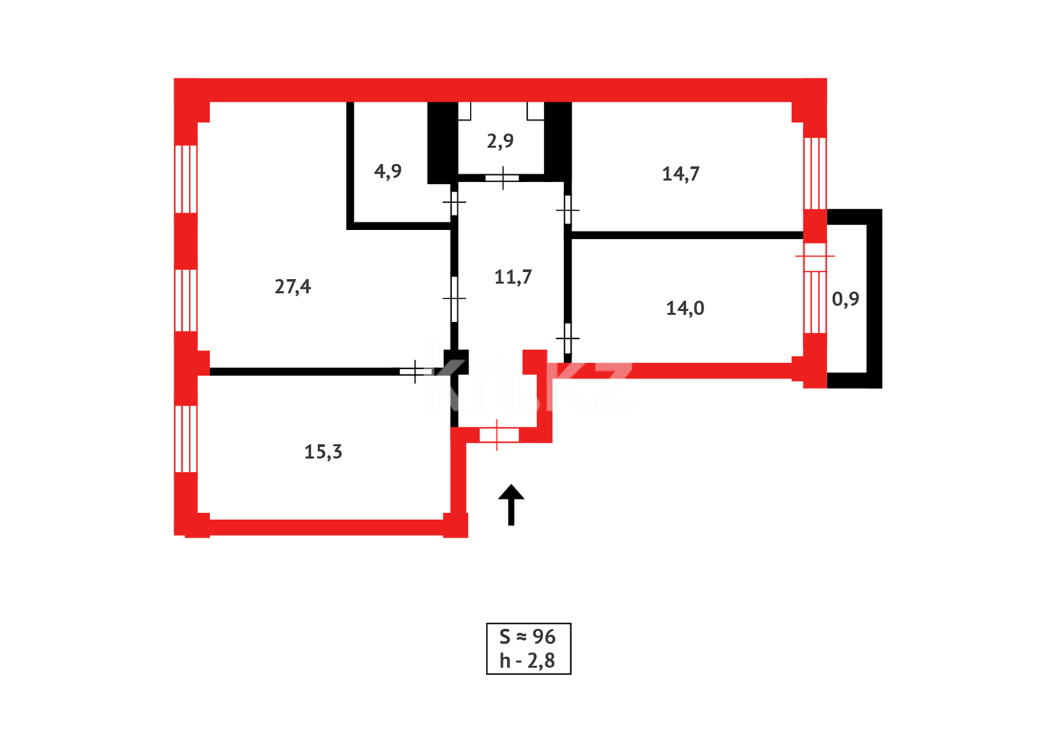 Продажа 3-комнатной квартиры, 95.8 м², ул. Жубанова в Астане - фото 9
