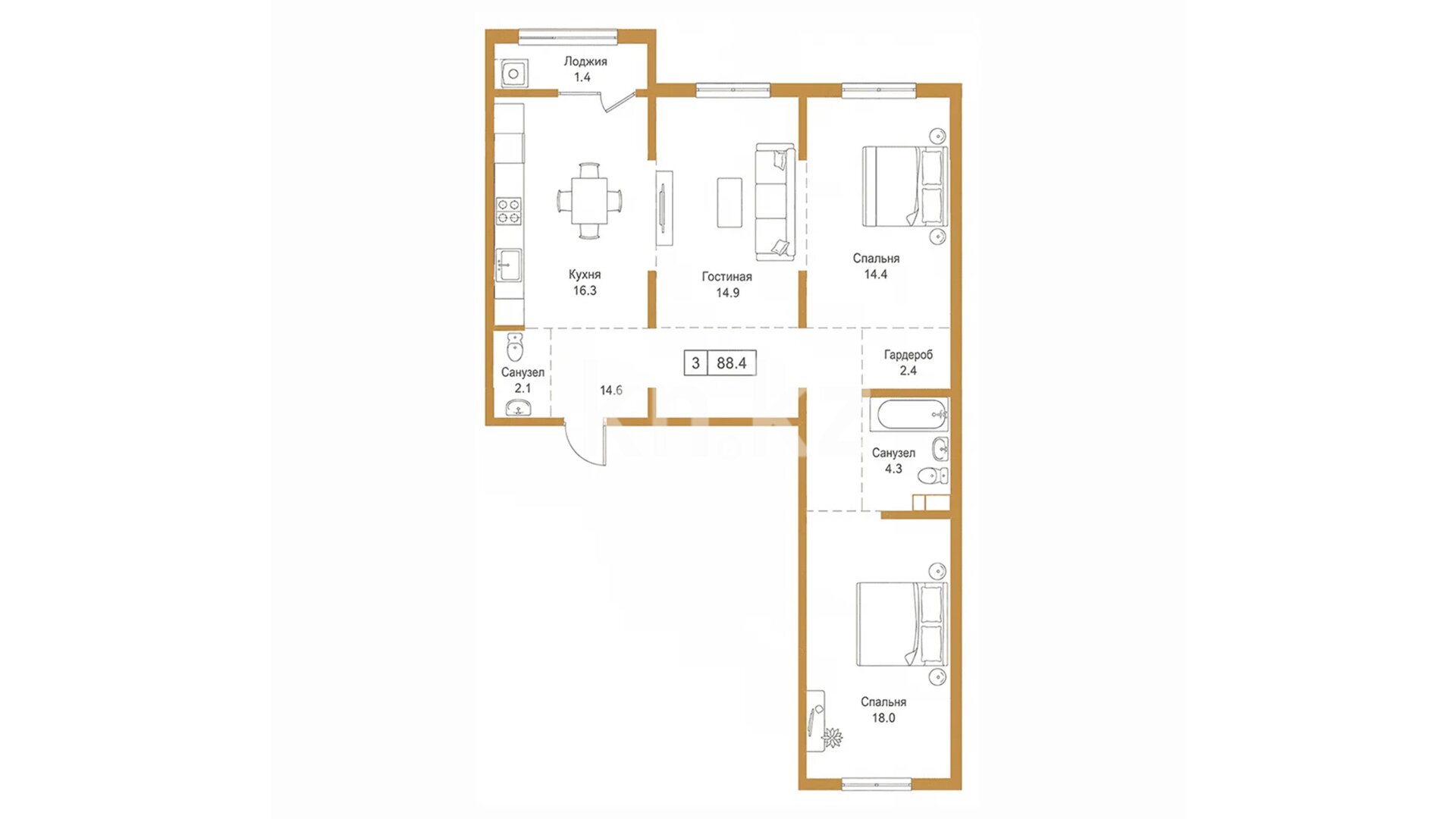 ЖК Arman City, 3-комнатная, цена 70 053 300 ₸, 843 000 ₸&nbsp;/&nbsp;м²