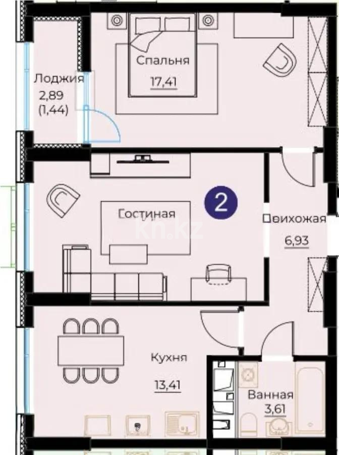 Продажа 2-комнатной квартиры, 62.5 м² в Астане