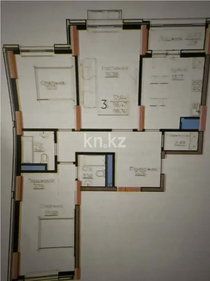 Продажа 3-комнатной квартиры, 98.36 м², ул. Е-908, дом  24 в Астане