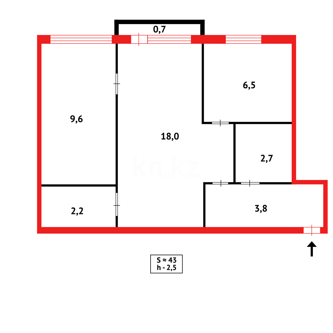 Продажа 2-комнатной квартиры, 45 м² в Караганде - фото 11