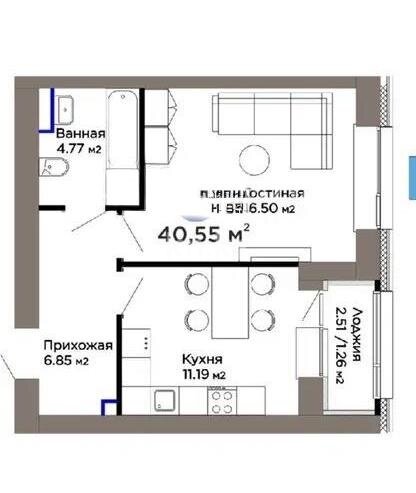 Продажа 1-комнатной квартиры, 40.55 м² в Астане - фото 5