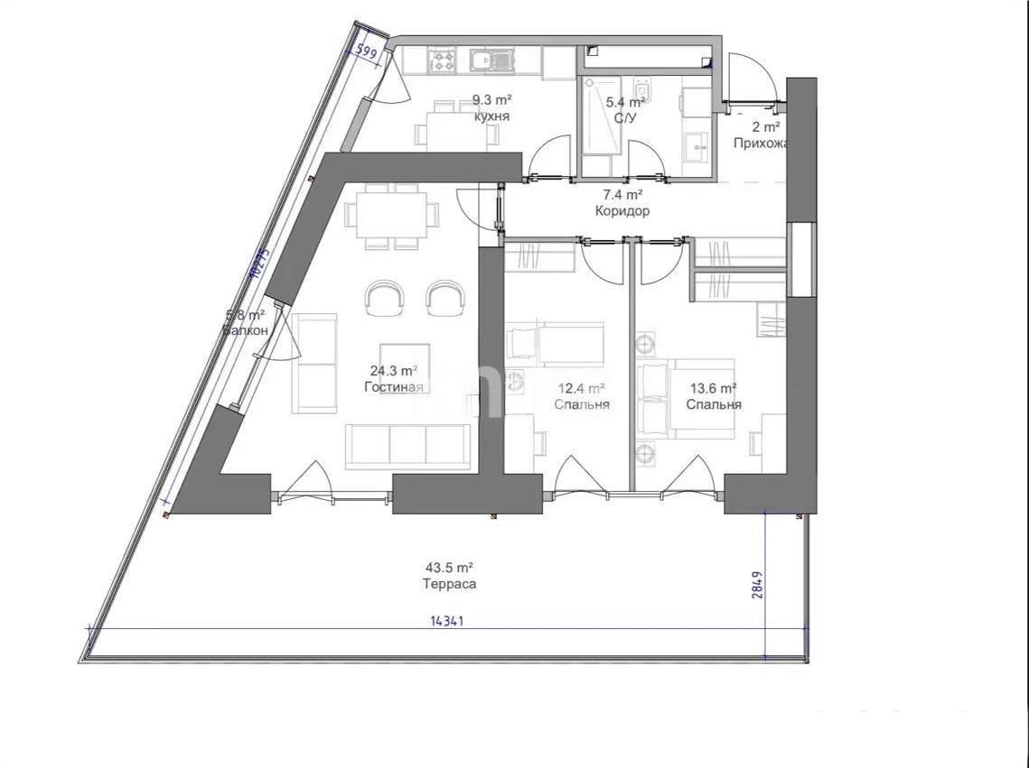 Продажа 3-комнатной квартиры, 87 м², пр. Суюнбая, дом  15в в Алматы
