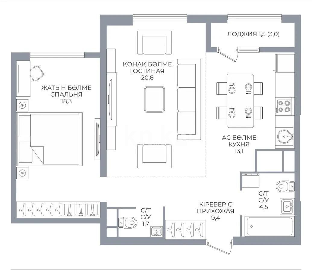 Продажа 2-комнатной квартиры, 70 м² в Алматы - фото 2