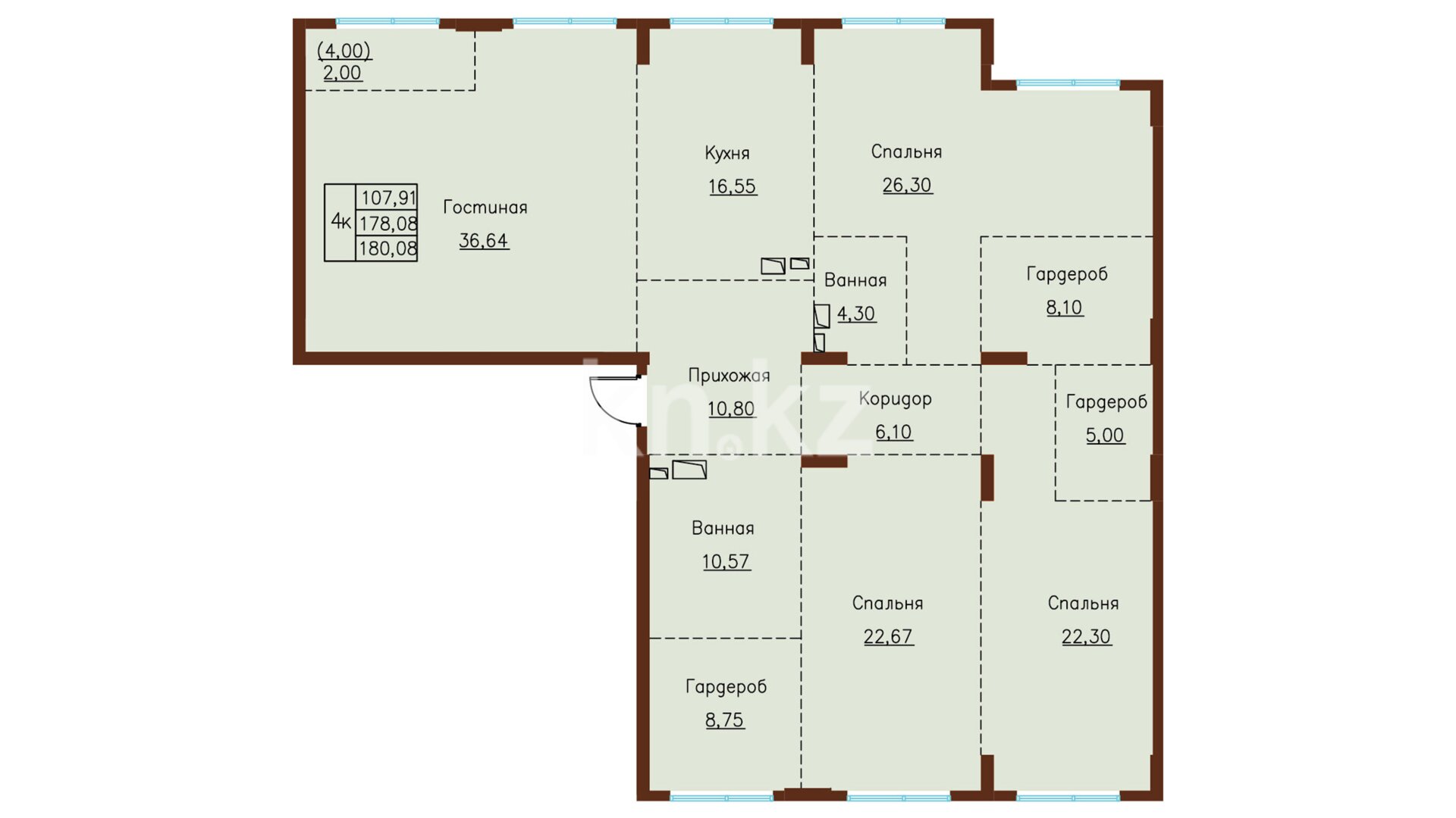 ЖК Beles City, 4-комнатная, цена 108 060 000 ₸, 600 000 ₸&nbsp;/&nbsp;м²