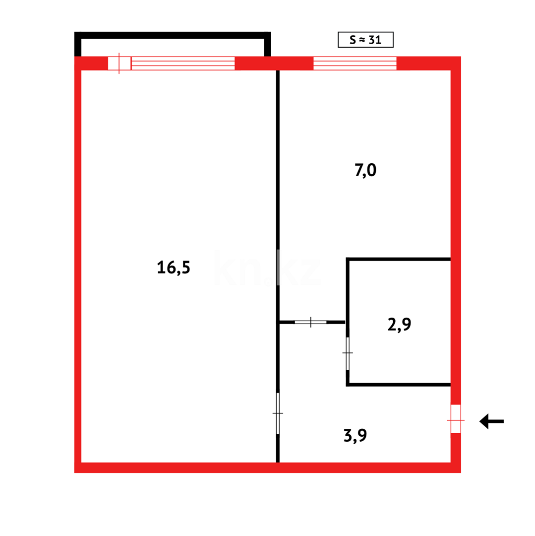 Продажа 1-комнатной квартиры, 33 м², пр. Бухар-жырау в Караганде - фото 13