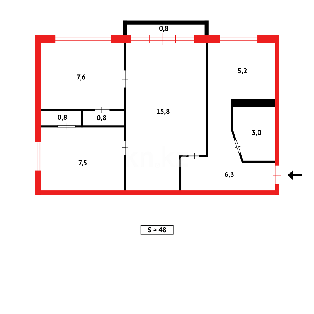Продажа 3-комнатной квартиры, 48 м², пр. Строителей в Темиртау - фото 8
