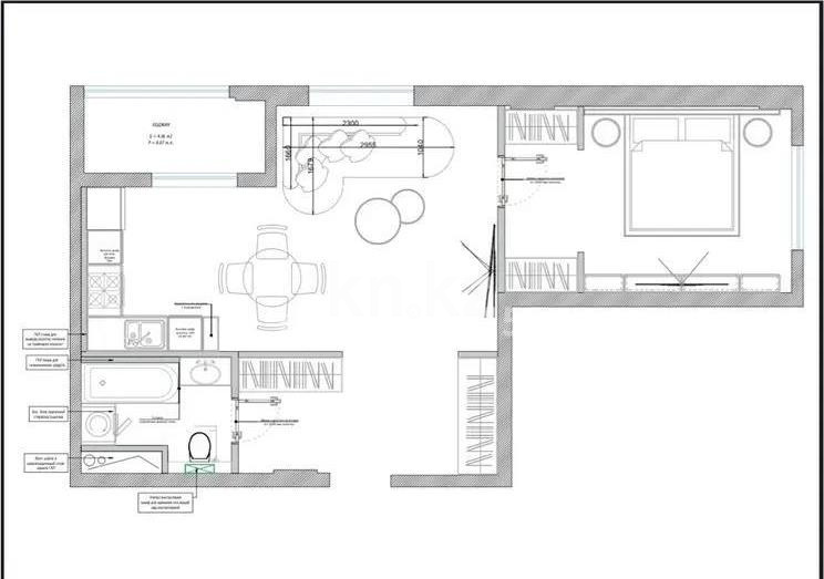 Продажа 2-комнатной квартиры, 58.2 м² в Астане