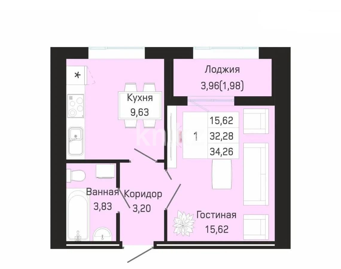 Продажа 1-комнатной квартиры, 35 м² в Астане