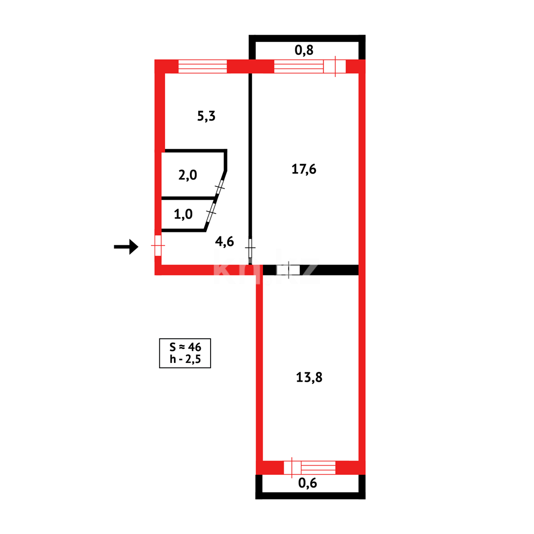 Продажа 2-комнатной квартиры, 47 м² в Караганде - фото 16