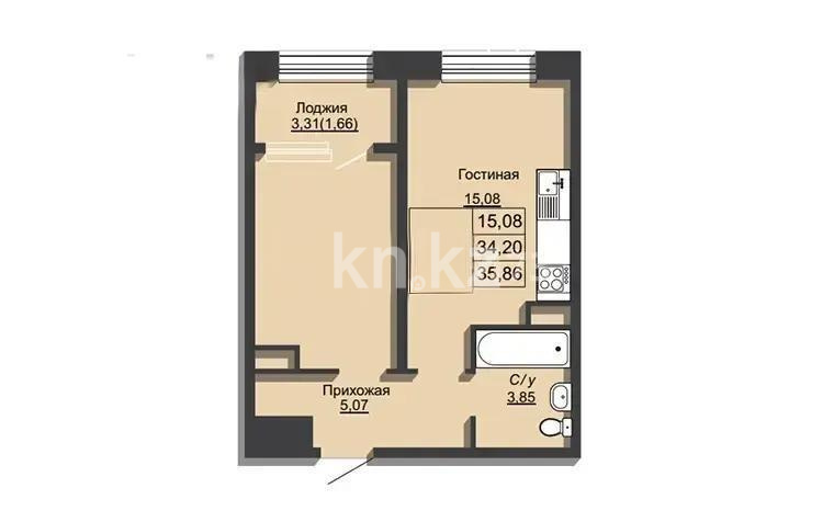 Продажа 1-комнатной квартиры, 34.5 м² в Алматы