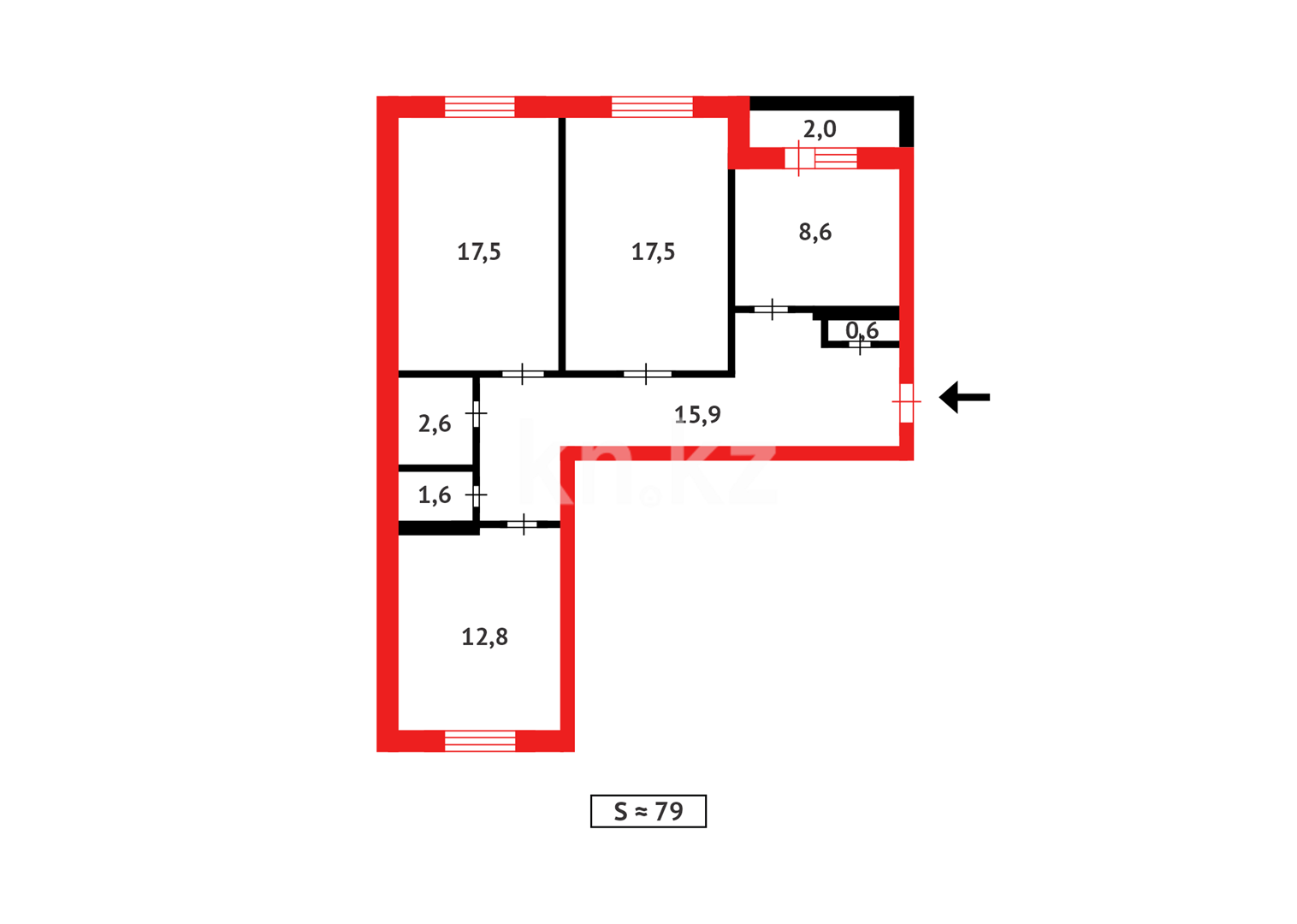 Продажа 3-комнатной квартиры, 79 м², ул. Амангельды в Темиртау - фото 13