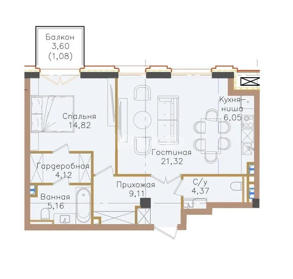 Продажа 2-комнатной квартиры, 66.1 м² в Алматы