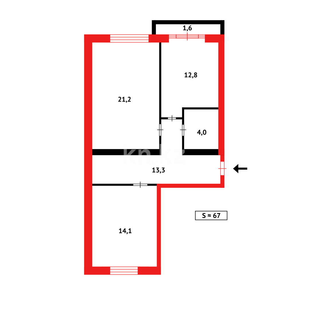 Продажа 2-комнатной квартиры, 67 м², ул. Муканова, дом  41/23 в Караганде - фото 18